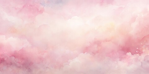 Fototapeta premium A Soft and Delicate Watercolor Background of Pastel Pink and White Clouds