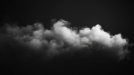 Obraz premium A soft, textured white smoke puff gently spreading, isolated against a dark background