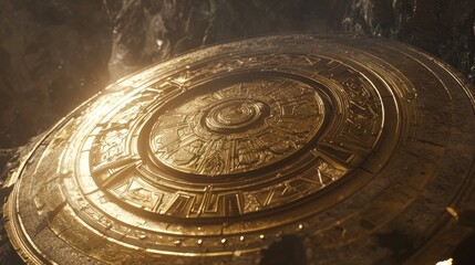 Enchanted Guardian - Intricately Designed Mystical Shield in Dark Fantasy Setting | Digital 3D Render with Ancient Symbols Conveying Protection and Magic