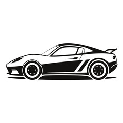 Sports car silhouette vector artwork on white background