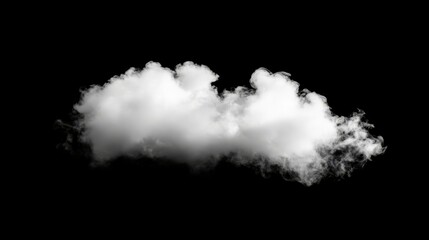 A soft, textured white smoke puff gently spreading, isolated against a dark background