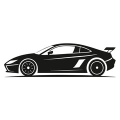 Sports car silhouette vector artwork on white background