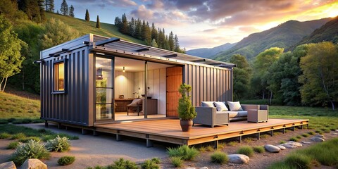 Modern sustainable shipping container home off grid living, shipping container, house, modular