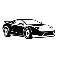 Sports car silhouette vector artwork on white background