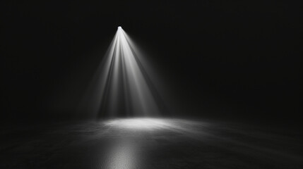 Dramatic Spotlight Illuminating a Dark Empty Space with Beam