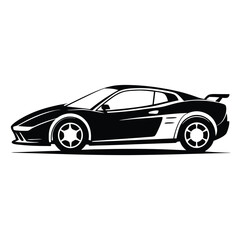 Sports car silhouette vector artwork on white background