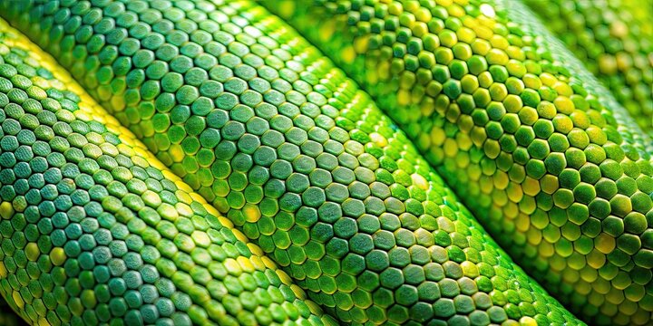Close-up of beautiful green python skin texture, showcasing vibrant colors and intricate reptile patterns, Python