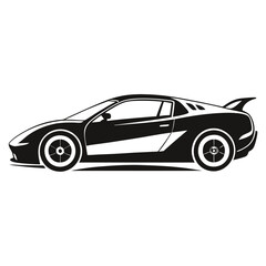 Sports car silhouette vector artwork on white background