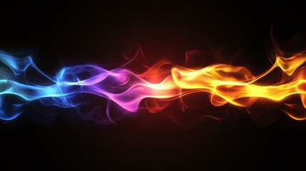 A stunning abstract flame pattern glowing in vibrant colors, isolated against a dark backdrop