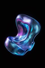 Abstract 3D Shape of Fluid Texture with Vibrant Neon Colors on Dark Background for Modern Art and Design Concepts