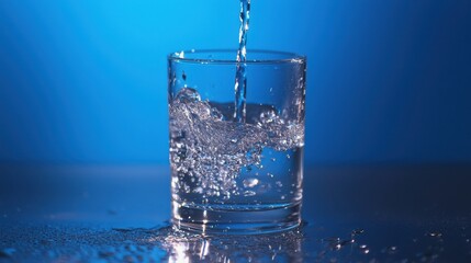 Fresh Water Splashing Into a Glass Refreshment