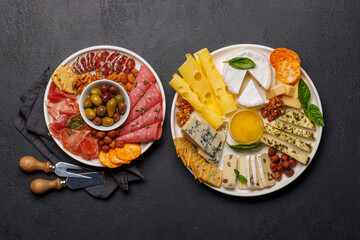 A selection of various cheeses and meats