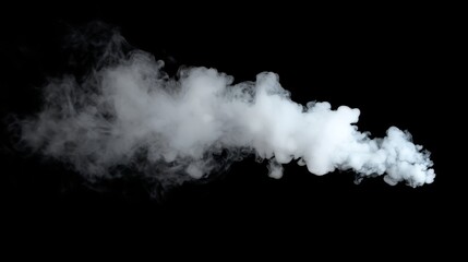 A thick white smoke plume rising and twisting, isolated beautifully on a black background