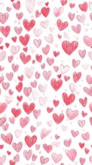 Illustration pattern of spaced hearts red and pink