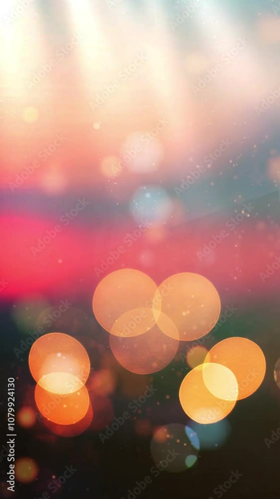 Wall mural colorful bokeh background with soft golden circles and pink hues. background. seamless looping motio