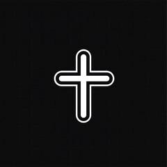 Obraz premium Cross shining brightly against black background, symbolizing hope and faith in darkness.
