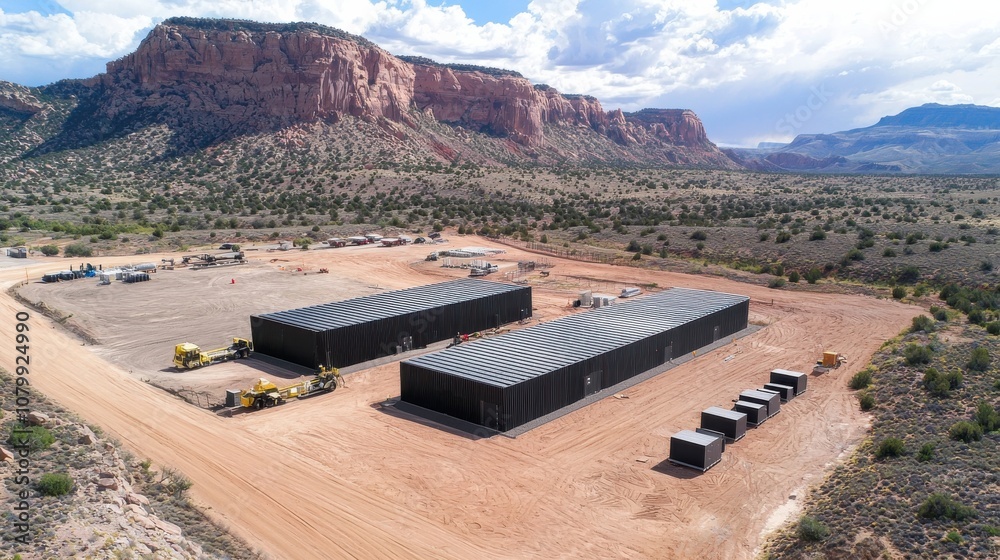 Fototapete integrating battery storage systems into large-scale low-resolution projects desert region infrastru