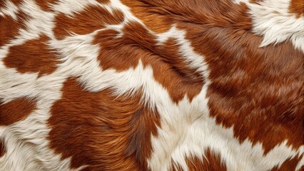 A Close-Up View of the Soft and Textured Fur of a Brown and White Cow Hide