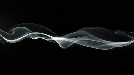 A thin, wispy white smoke tendril curling delicately, isolated on a black background