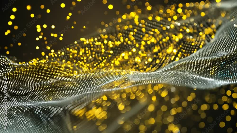 Poster abstract yellow and silver micro dot pattern with dynamic textures generative ai