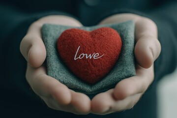 Fototapeta premium love heart hand movement concept. Hands holding a heart-shaped stone symbolizing love and affection.