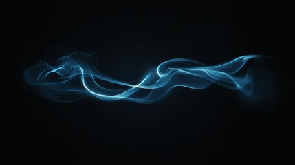 A wispy white smoke tendril gracefully curving, isolated against a black background