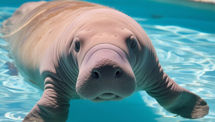 Fototapeta premium The Tranquil Gaze of a Manatee