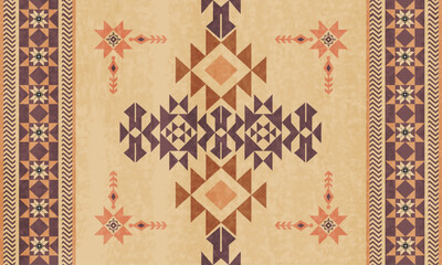 Navajo Tribal and Native American seamless pattern Ethnic SouthWestern decor style. Boho geometric ornament. Vector seamless pattern. Mexican blanket, rug,Woven, carpet, Aztec ornament pattern
