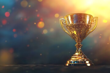 Golden trophy symbolizing victory with a blurred backdrop.