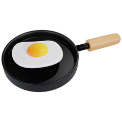 Sunny side up on skillet 3d rendering