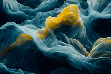 Abstract Background - Flowing Blue and Gold Fabric