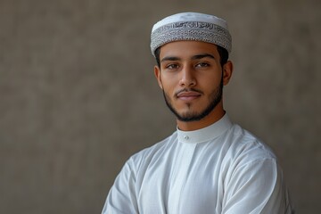 A portrait of a young man in traditional attire, exuding confidence and cultural pride.