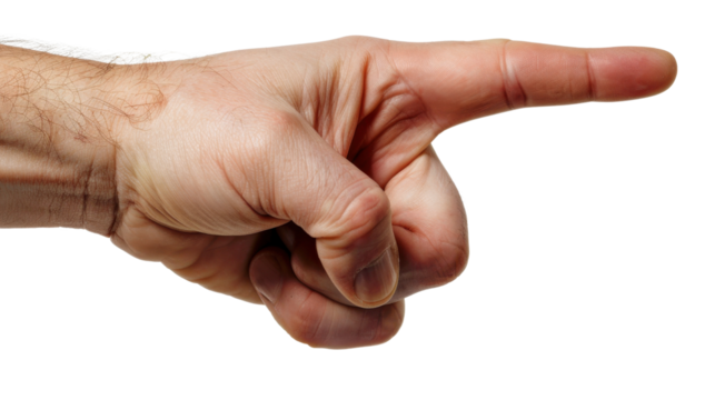 Index finger and thumb pinch gesture on white transparent background
