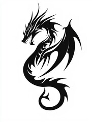 Obraz premium Powerful Tribal Dragon Tattoo Design with Bold Sweeping Lines and Stylized Scales