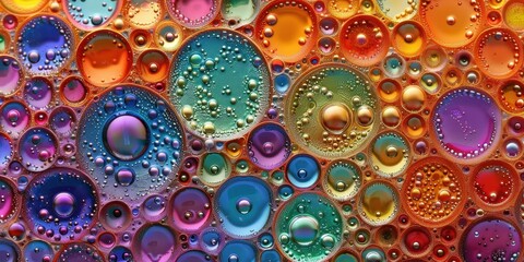 Abstract Oil and Water Macro Photography: Colorful Bubbles and Patterns
