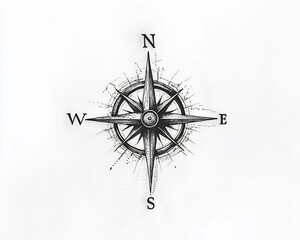 Stylized Compass Tattoo Representing Direction and Journey Through Life