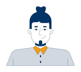 Cheerful caucasian male corporate worker portrait 2D cartoon character. Young man commercial industry professional isolated person flat vector on white background. Spot illustration colorful