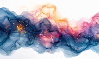 The dynamic interconnectivity of a global network, showcasing various devices and cloud services seamlessly linking in a vibrant watercolor style