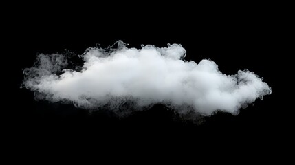 A dense white smoke cloud with soft gradients, isolated beautifully on a black background