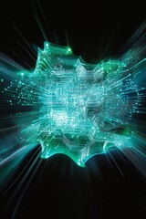Obraz premium Abstract Visualization of Digital Technology with Pulsating Light Effects and Circuit Patterns, Representing Data Flow and Connectivity in a Futuristic Environment