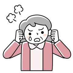 悔しがっているシニア女性の上半身
