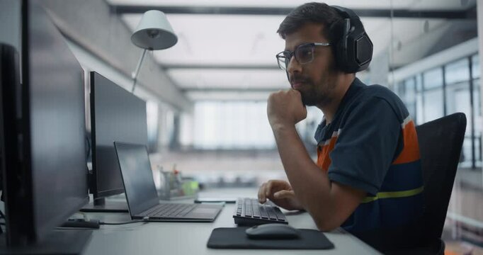 Team of Diverse Multiethnic Software Developers Working on Computers, Programming Advanced Code, Managing Artificial Intelligence Projects for an Internet Based Cloud Service. Cinematic Footage