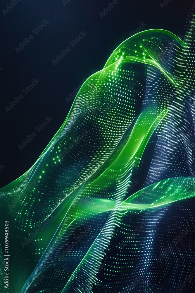 Poster captivating abstract waves of light and color blending with digital art elements to create a futuris