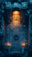 Illustration Dark Dungeon Stone Walls Night Fantasy