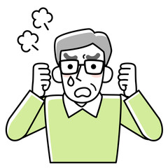 悔しがっているシニア男性の上半身