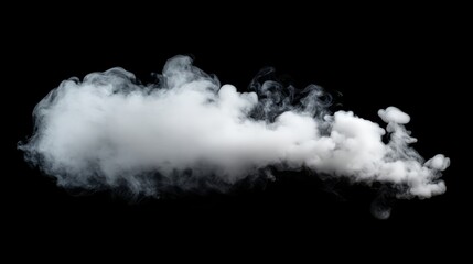 Naklejka premium A fluffy white smoke puff expanding softly, isolated on a black background