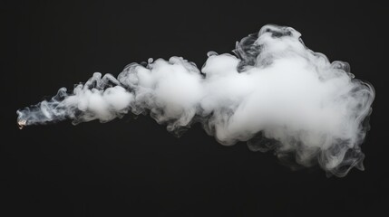 Naklejka premium A fluffy white smoke puff expanding softly, isolated on a black background