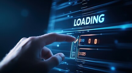 Touch activates futuristic screen with countdown display.