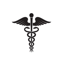 healthcare medical caduceus hand drawn snake logo type icon vector art flat design illustrations
