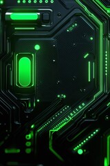 Fototapeta premium Futuristic Abstract Circuit Board Background with Neon Green Elements and Dark Textures for Technology and Digital Themes